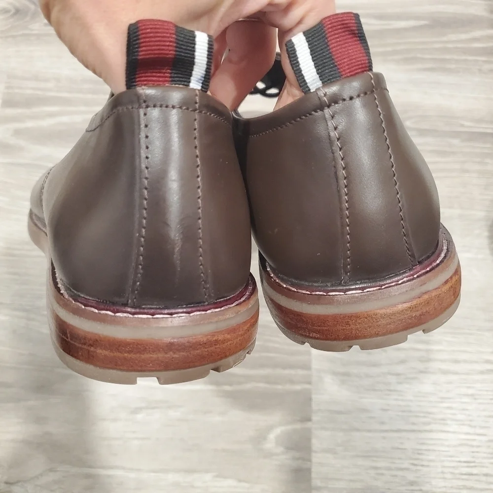 NEW Ben Sherman Birk Plain Toe Brown Leather Shoes